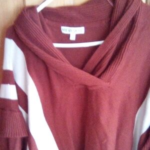 Merona Women's Cowl Neck Sweater in Rust and Cream